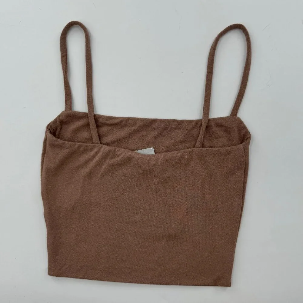 NWT - Naked Wardrobe Brown Spaghetti Strap Crop Top XS Viscose/Spandex - Picture 3 of 7